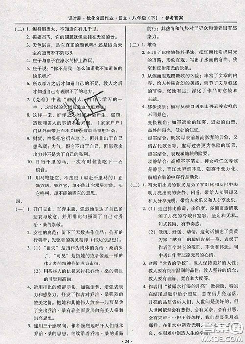 2020年课时刷优化分层作业八年级语文下册人教版答案