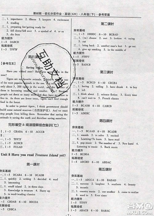 2020年课时刷优化分层作业八年级英语下册人教版答案 2020年课时刷优化分层作业八年级英语下册人教版答案