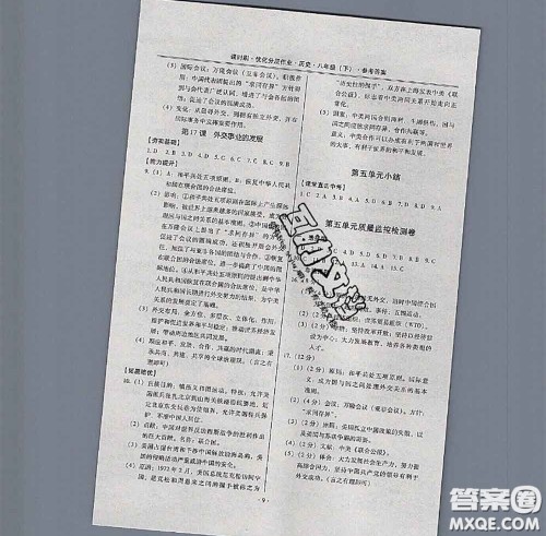 2020年课时刷优化分层作业八年级历史下册人教版答案