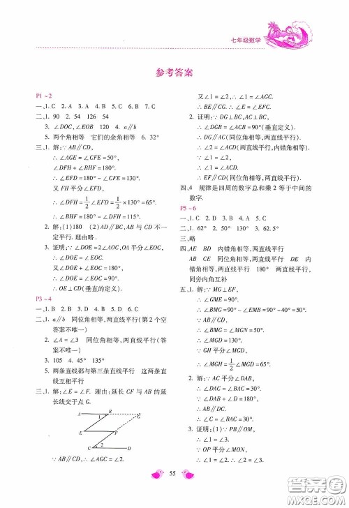 河北少年儿童出版社2020世超金典暑假乐园七年级数学答案