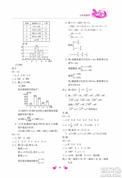 河北少年儿童出版社2020世超金典暑假乐园七年级数学答案