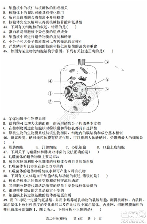 哈三中2020年高二下学期期末考试理科综合试卷及答案