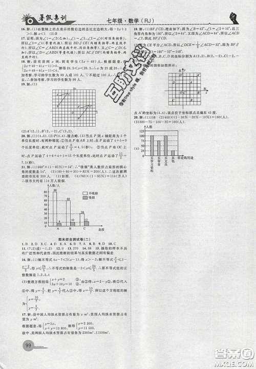 合肥工业大学出版社2020暑假集训七年级数学人教版答案