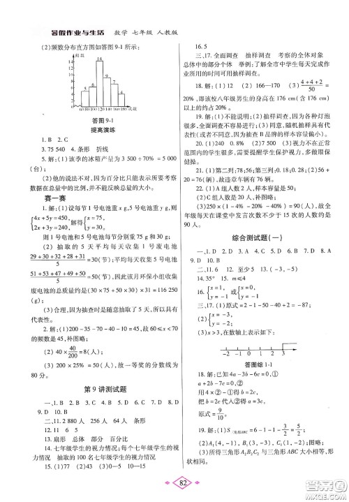 陕西师范大学出版总社有限公司2020暑假作业与生活七年级数学人教版答案