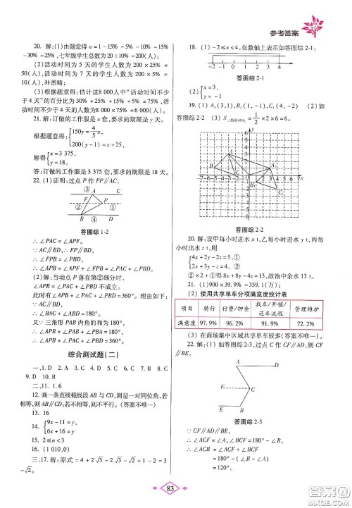 陕西师范大学出版总社有限公司2020暑假作业与生活七年级数学人教版答案 陕西师范大学出版总社有限公司2020暑假作业与生活七年级数学人教版答案