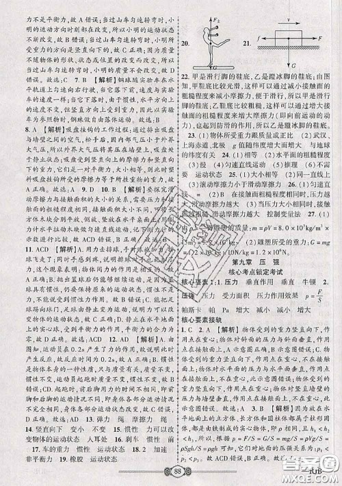 2020年金榜名卷必刷卷八年级物理下册人教版答案 2020年金榜名卷必刷卷八年级物理下册人教版答案