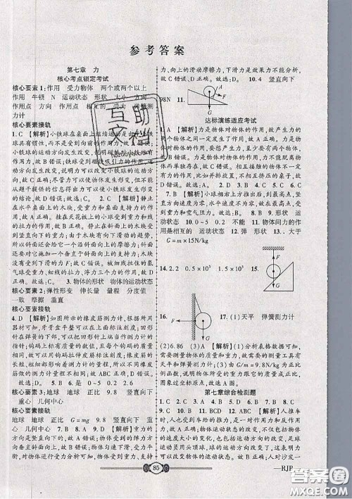 2020年金榜名卷必刷卷八年级物理下册人教版答案