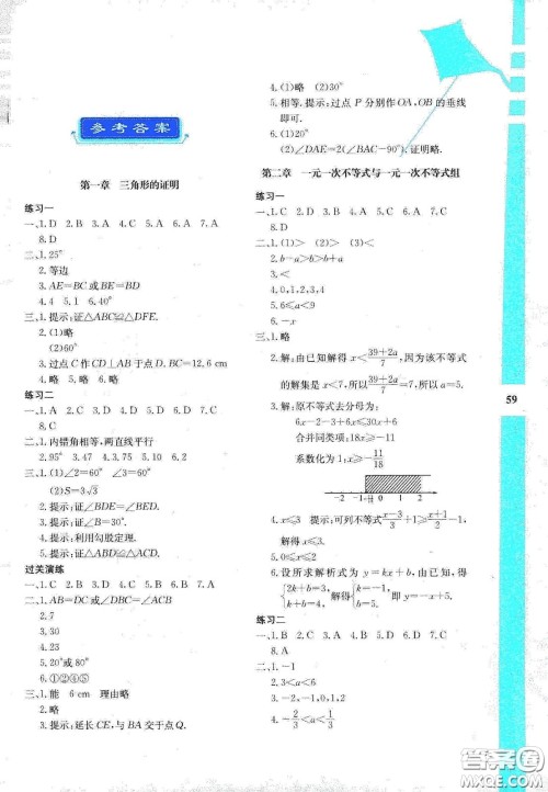 陕西人民教育出版社2020暑假作业与生活八年级数学C版答案 陕西人民教育出版社2020暑假作业与生活八年级数学C版答案