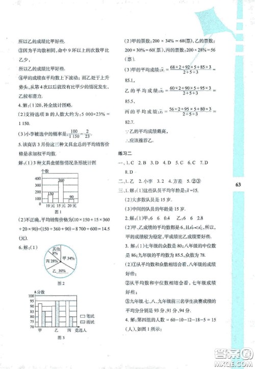 陕西人民教育出版社2020暑假作业与生活八年级数学A版答案