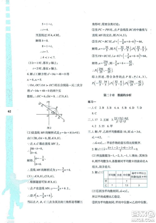 陕西人民教育出版社2020暑假作业与生活八年级数学A版答案