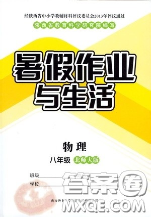 陕西师范大学出版总社有限公司2020暑假作业与生活八年级物理北师大版答案