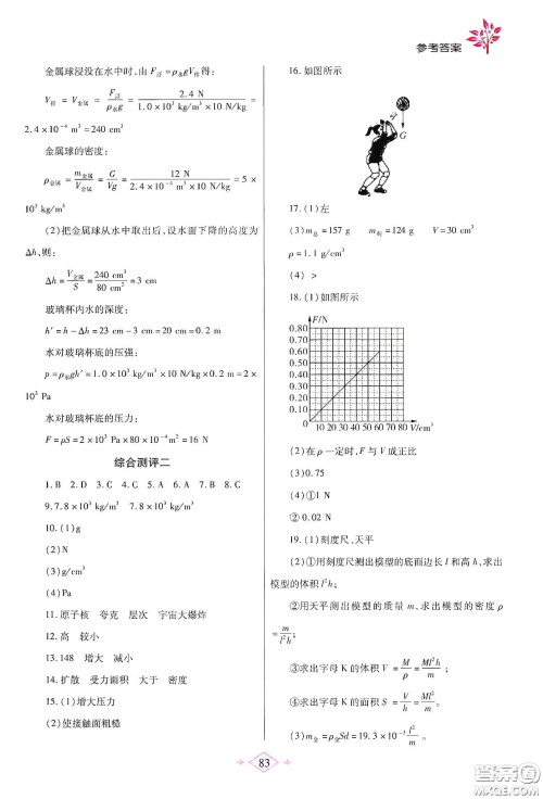 陕西师范大学出版总社有限公司2020暑假作业与生活八年级物理苏科版答案