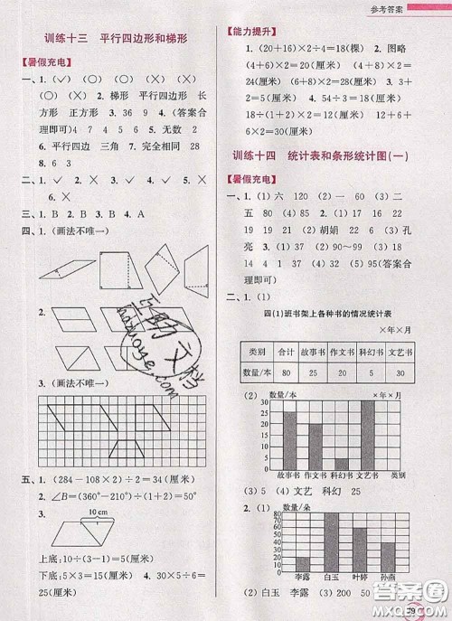 超能学典2020小学数学暑假接力棒四升五数学江苏版答案