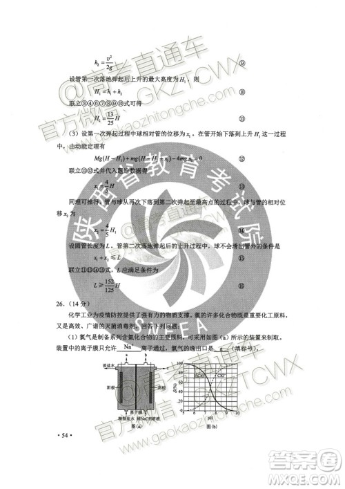 2020年全国高考真题全国II卷理科综合能力测试试题及答案