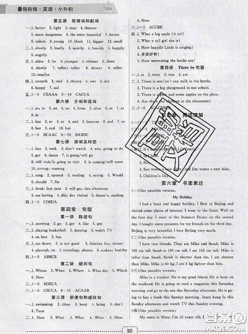 宁波出版社2020新版名师派暑假衔接小升初英语答案 宁波出版社2020新版名师派暑假衔接小升初英语答案