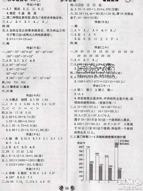 阳光出版社畅学图书2020年暑假衔接四升五数学答案