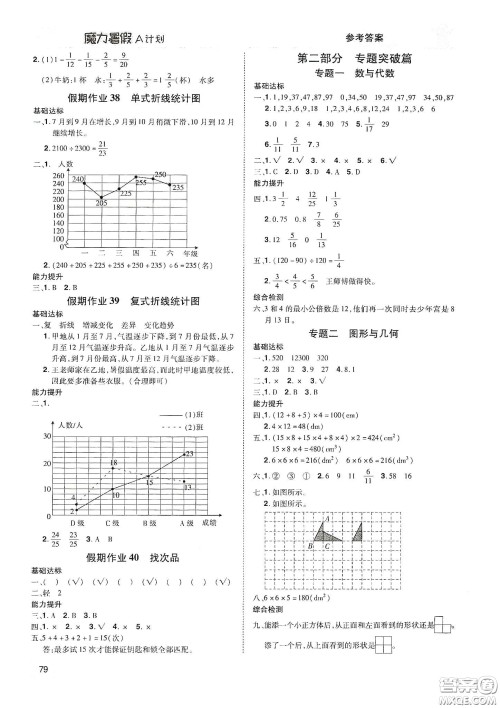 宇恒文化2020魔力暑假A计划五年级数学人教版答案