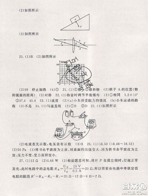 安徽人民出版社2020年暑假大串联九年级物理人教版答案 安徽人民出版社2020年暑假大串联九年级物理人教版答案