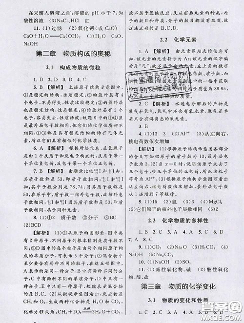安徽人民出版社2020年暑假大串联九年级化学人教版答案 安徽人民出版社2020年暑假大串联九年级化学人教版答案
