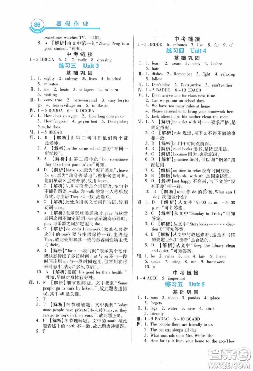 河北美术出版社2020暑假作业七年级英语答案