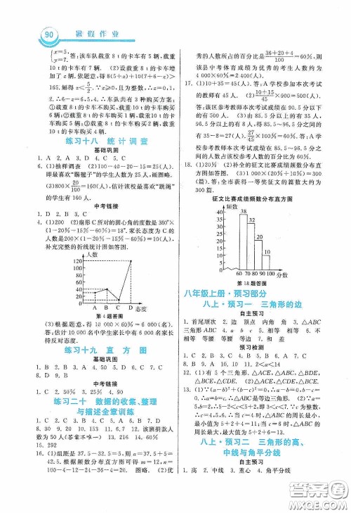 河北美术出版社2020暑假作业七年级数学答案