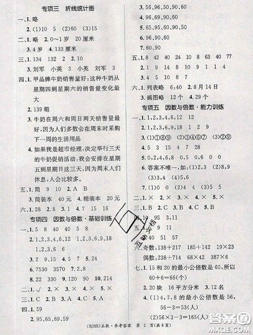 长江出版社2020年优生乐园学期总复习暑假五年级数学苏教版答案