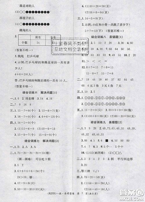 长江出版社2020年优生乐园学期总复习暑假一年级数学人教版答案 长江出版社2020年优生乐园学期总复习暑假一年级数学人教版答案