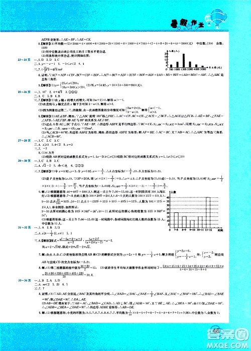 中原农民出版社2020年假期园地暑假作业八年级数学人教版参考答案