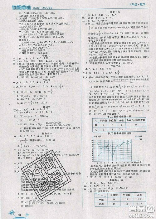 2020年荣恒教育假期作业暑假八年级数学人教版答案