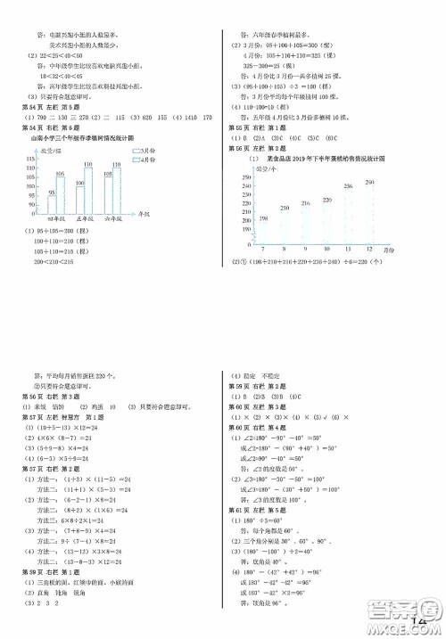 2020安徽省暑假作业四年级数学人教版答案 2020安徽省暑假作业四年级数学人教版答案