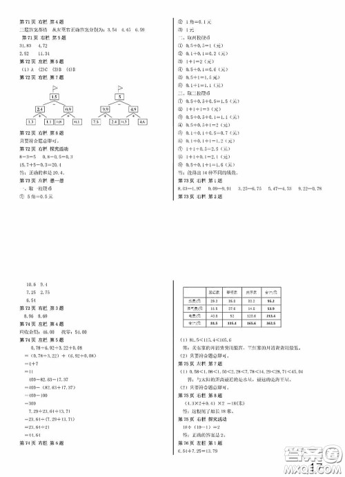 2020安徽省暑假作业四年级数学人教版答案