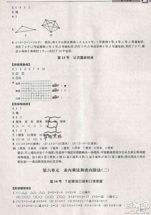 超能学典2020年暑假培优衔接教材一升二数学江苏版答案