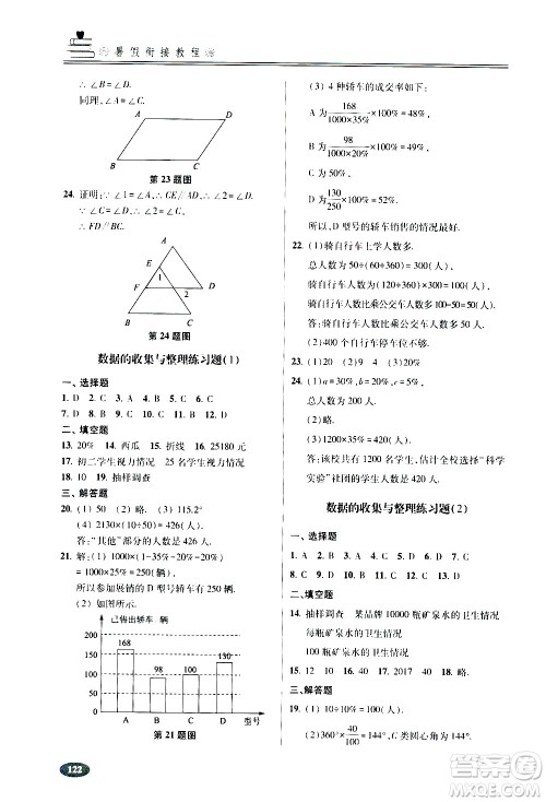 青岛出版社2020年暑假衔接教程五四制六年级数学参考答案