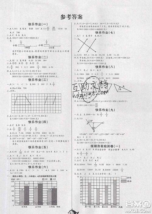 2020年智多星假期作业快乐暑假四年级数学冀教版答案