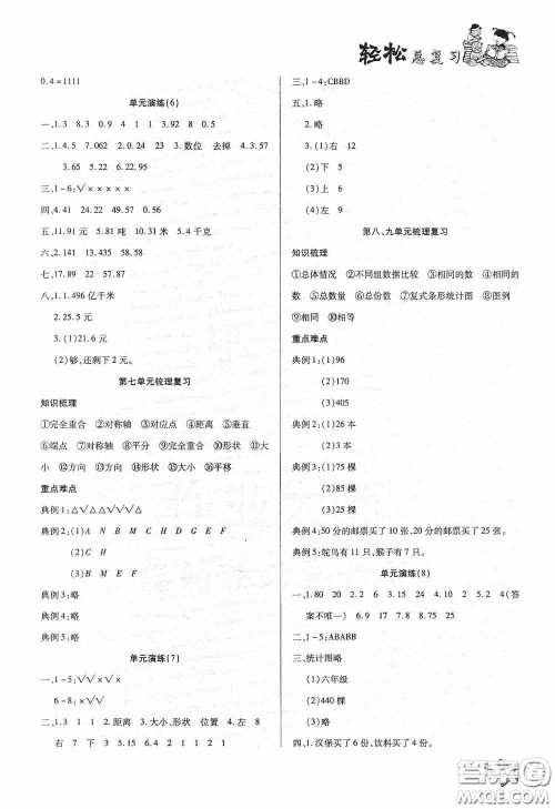 河北科学技术出版社2020轻松总复习假期作业轻松暑假四年级英语PEP版答案