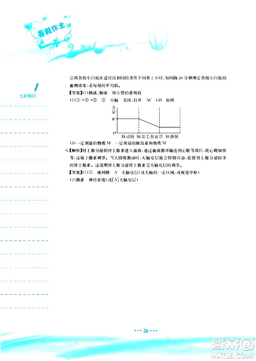 安徽教育出版社2020年暑假作业七年级生物学人教版参考答案