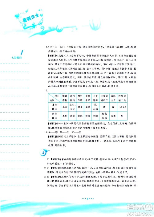 安徽教育出版社2020年暑假作业八年级地理人教版参考答案 安徽教育出版社2020年暑假作业八年级地理人教版参考答案