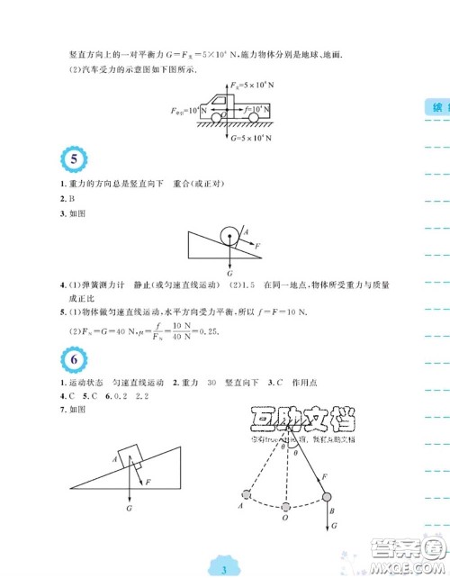 安徽教育出版社2020年暑假生活八年级物理北师版答案