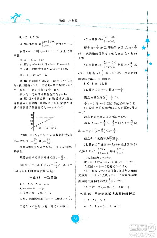 云南教育出版社2020年云教金榜暑假作业八年级数学参考答案 云南教育出版社2020年云教金榜暑假作业八年级数学参考答案