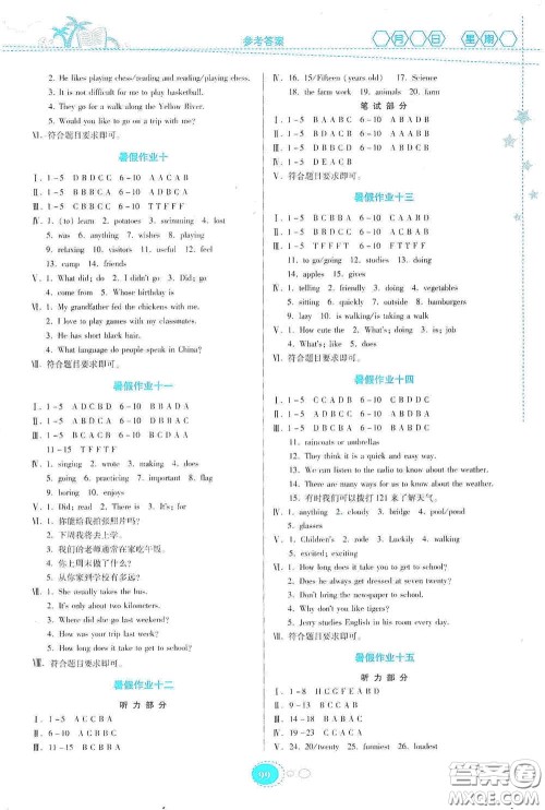 贵州人民出版社2020暑假作业七年级英语人教版答案 贵州人民出版社2020暑假作业七年级英语人教版答案