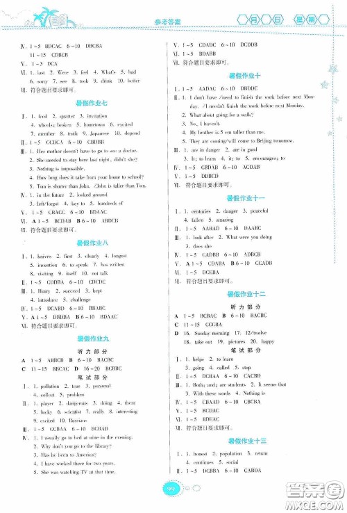 贵州人民出版社2020暑假作业八年级英语人教版答案 贵州人民出版社2020暑假作业八年级英语人教版答案