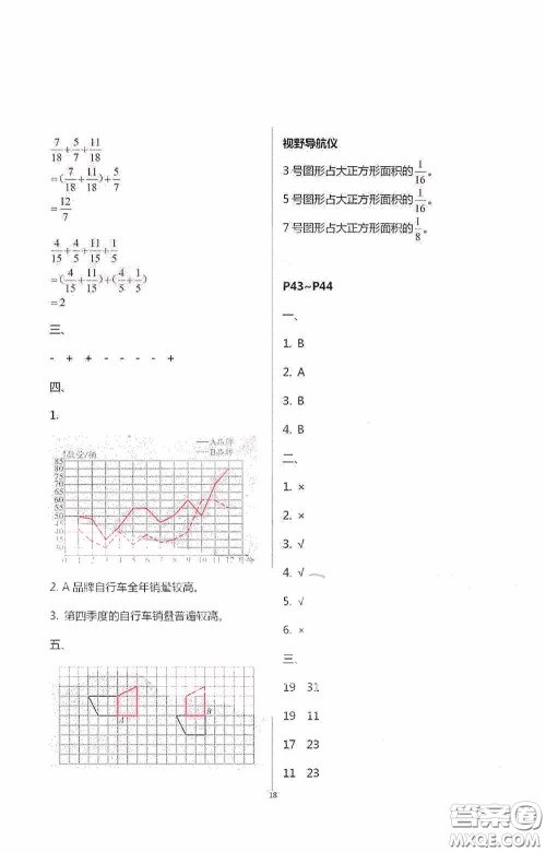 安徽人民出版社2020假期课堂暑假作业五年级数学人教版答案