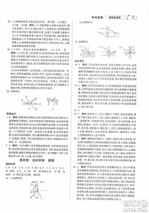 宁夏人民教育出版社2020经纶学典暑假总动员八年级物理江苏国标版答案