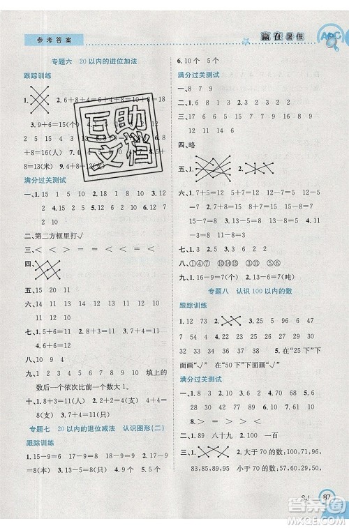 合肥工业大学出版社2020年赢在暑假衔接教材1升2数学SJ苏教版答案