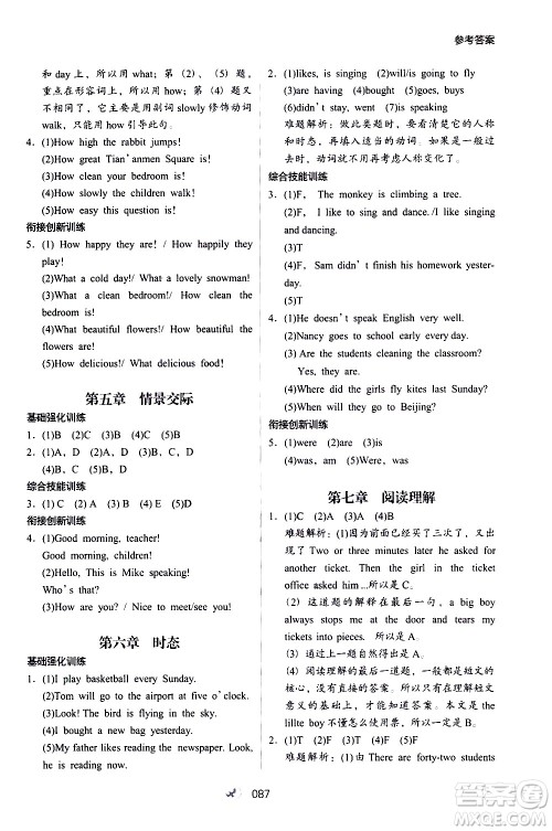 河北教育出版社2020年小学升年级衔接教材英语5升6年级暑假参考答案