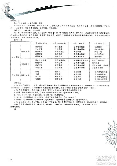 辽海出版社2020年新课程暑假作业高一语文参考答案