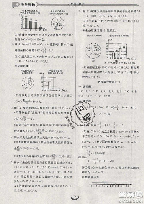 2020年快乐假期走进名校培优训练衔接教材暑假七升八数学答案