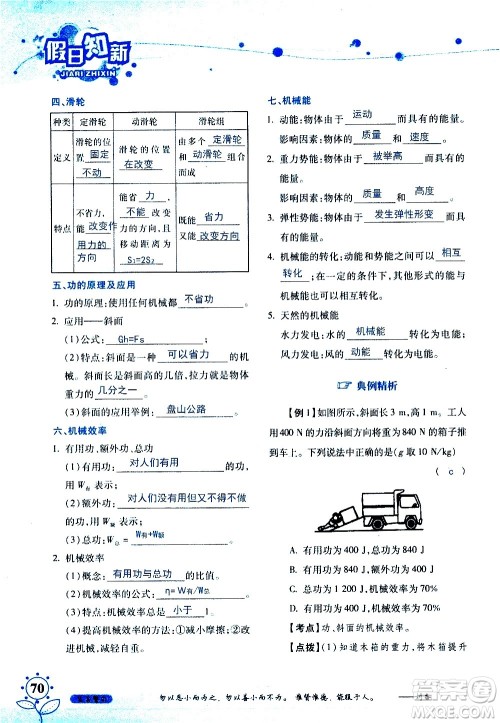 湖南师范大学出版社2020年暑假学习与生活假日知新八年级文理综合学习版参考答案 湖南师范大学出版社2020年暑假学习与生活假日知新八年级文理综合学习版参考答案