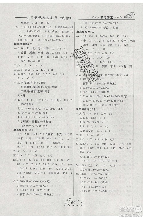 2020年本土教辅赢在暑假高效假期总复习三年级数学人教版答案 2020年本土教辅赢在暑假高效假期总复习三年级数学人教版答案