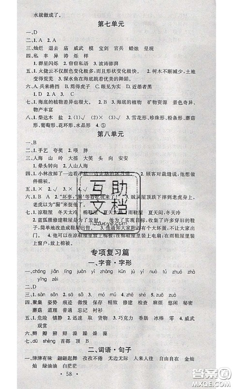 2020年学习总动员暑假总复习三年级语文人教版答案